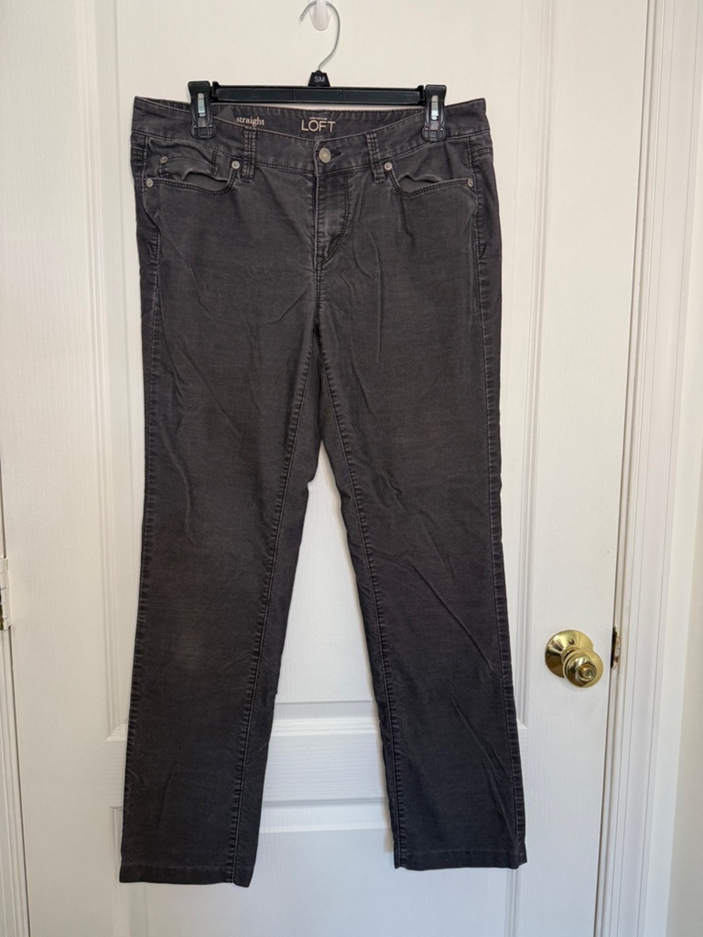 Ann Taylor LOFT Gray Corduroy Straight Leg Pants